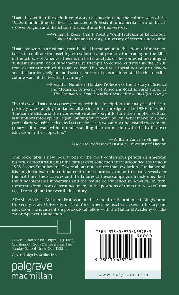 Weitere Ansicht: Fundamentalism and Education in the Scopes Era | A. Laats, Adam Laats