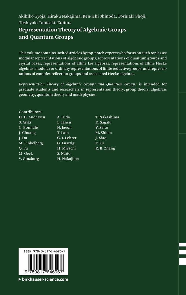 Weitere Ansicht: Representation Theory of Algebraic Groups and Quantum Groups