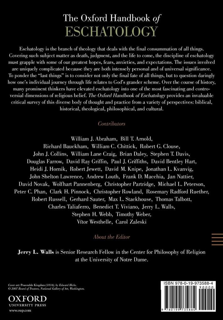 Weitere Ansicht: The Oxford Handbook of Eschatology | Jerry Walls
