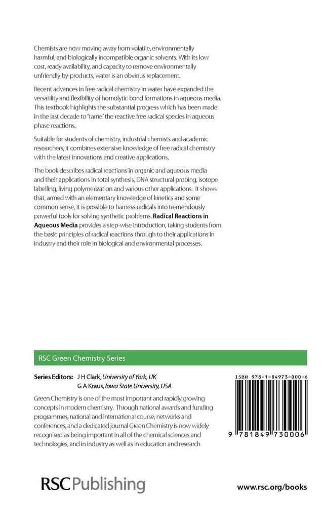 Weitere Ansicht: Radical Reactions in Aqueous Media | Tamara Perchyonok