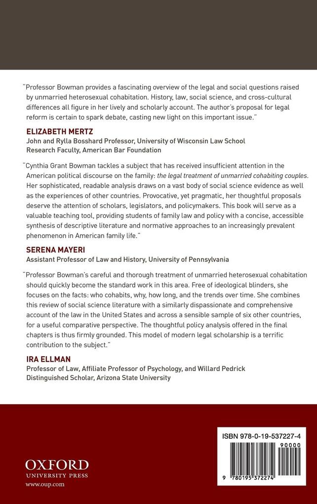 Weitere Ansicht: Unmarried Couples, Law, and Public Policy | Cynthia Grant Bowman