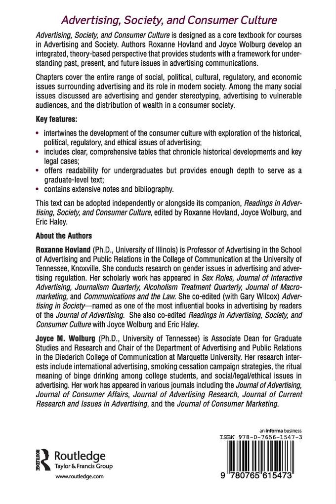 Weitere Ansicht: Advertising, Society, and Consumer Culture | Roxanne Hovland, Joyce M. Wolburg