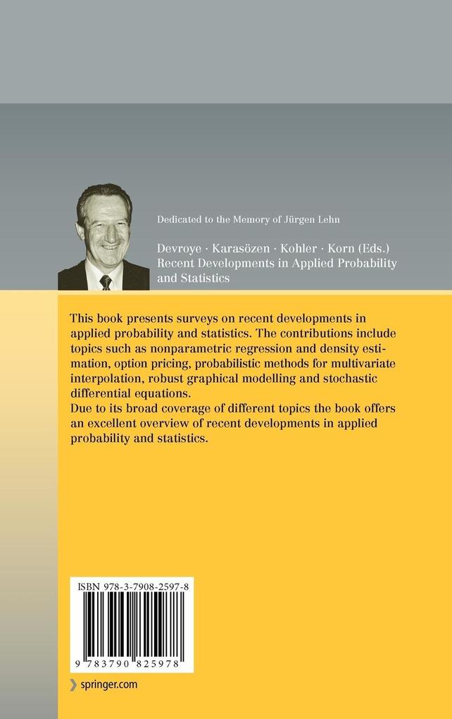 Weitere Ansicht: Recent Developments in Applied Probability and Statistics