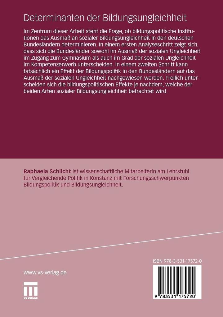Weitere Ansicht: Determinanten der Bildungsungleichheit | Raphaela Schlicht