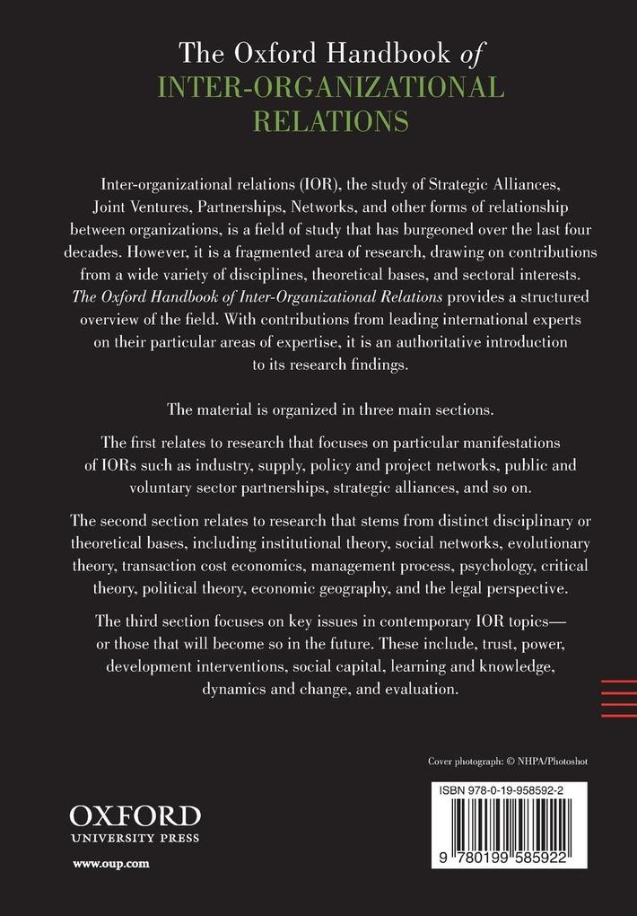 Weitere Ansicht: The Oxford Handbook of Inter-Organizational Relations