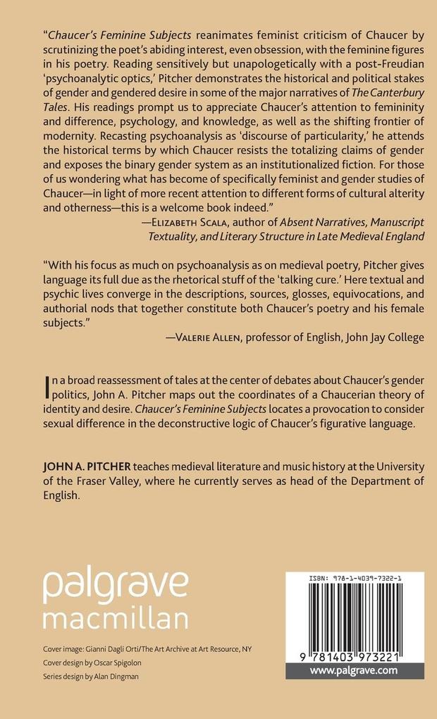 Weitere Ansicht: Chaucer's Feminine Subjects | J. Pitcher, John A. Pitcher
