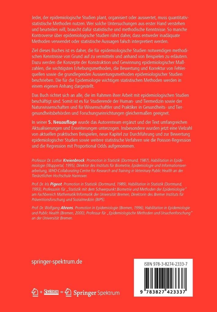 Weitere Ansicht: Epidemiologische Methoden | Lothar Kreienbrock, Iris Pigeot, Wolfgang Ahrens