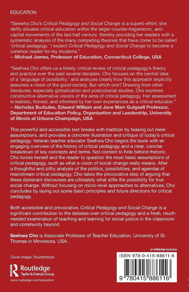 Weitere Ansicht: Critical Pedagogy and Social Change | Seehwa Cho