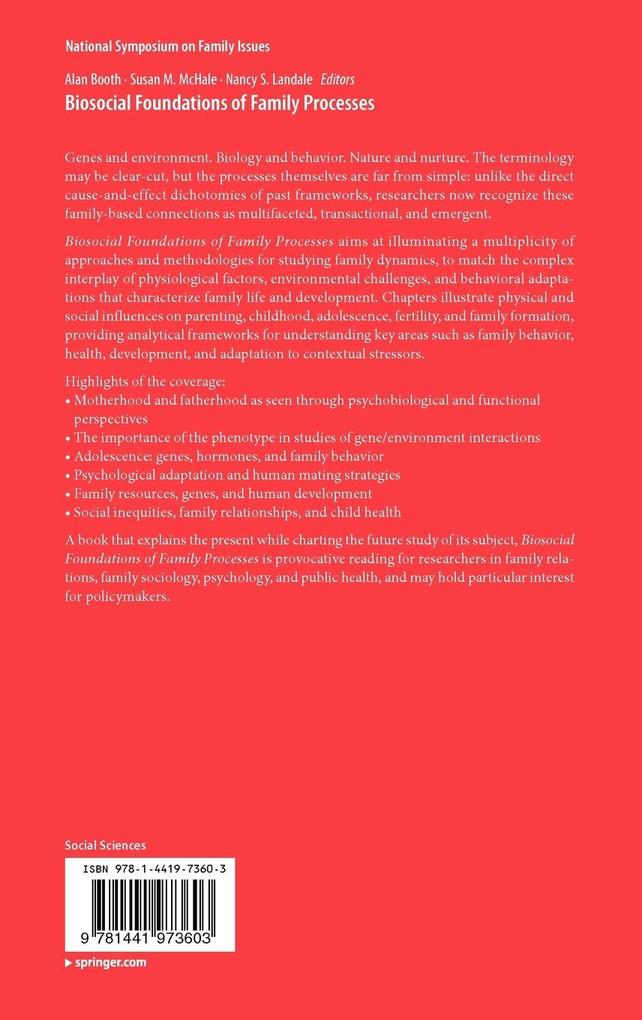 Weitere Ansicht: Biosocial Foundations of Family Processes