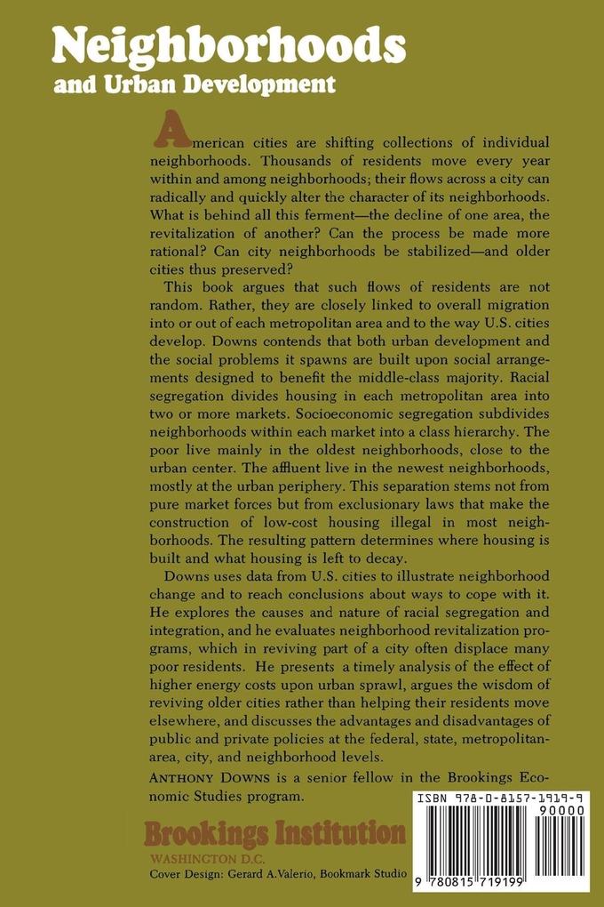 Weitere Ansicht: Neighborhoods and Urban Development | Anthony Downs