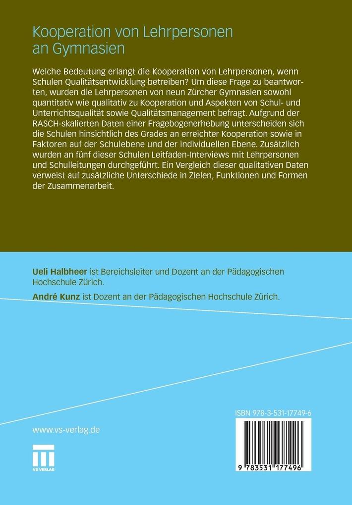 Weitere Ansicht: Kooperation von Lehrpersonen an Gymnasien | Ueli Halbheer, Andrè Kunz