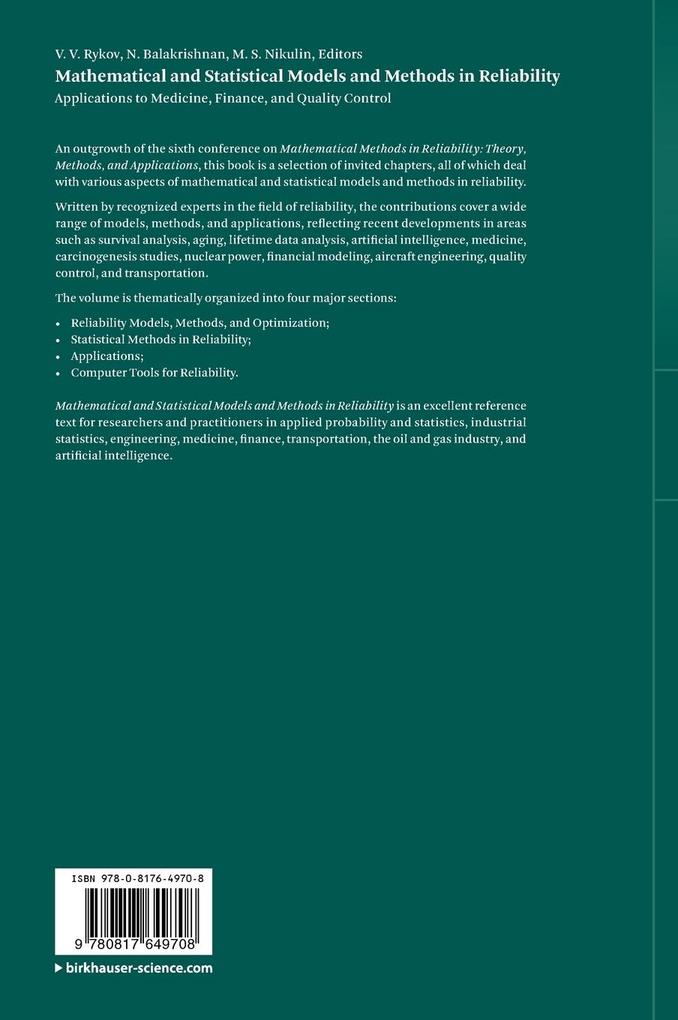 Weitere Ansicht: Mathematical and Statistical Models and Methods in Reliability