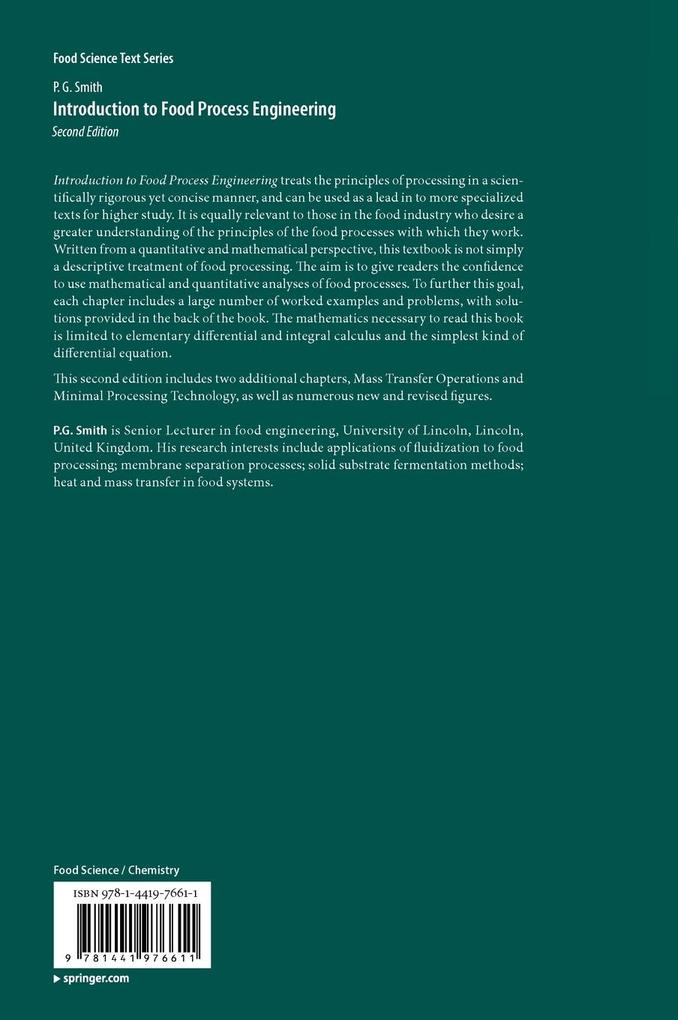 Weitere Ansicht: Introduction to Food Process Engineering | P. G. Smith