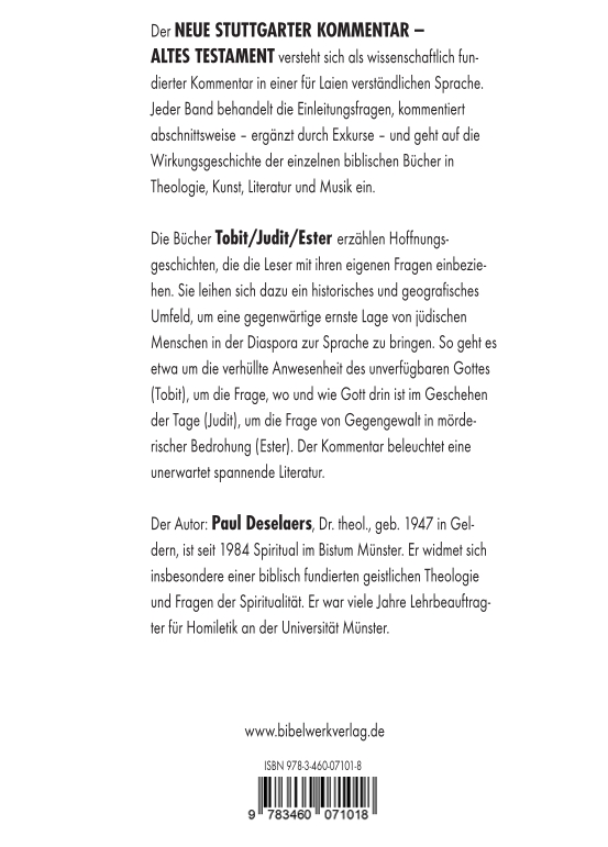 Weitere Ansicht: Die Bücher Tobit, Judit, Ester | Paul Deselaers