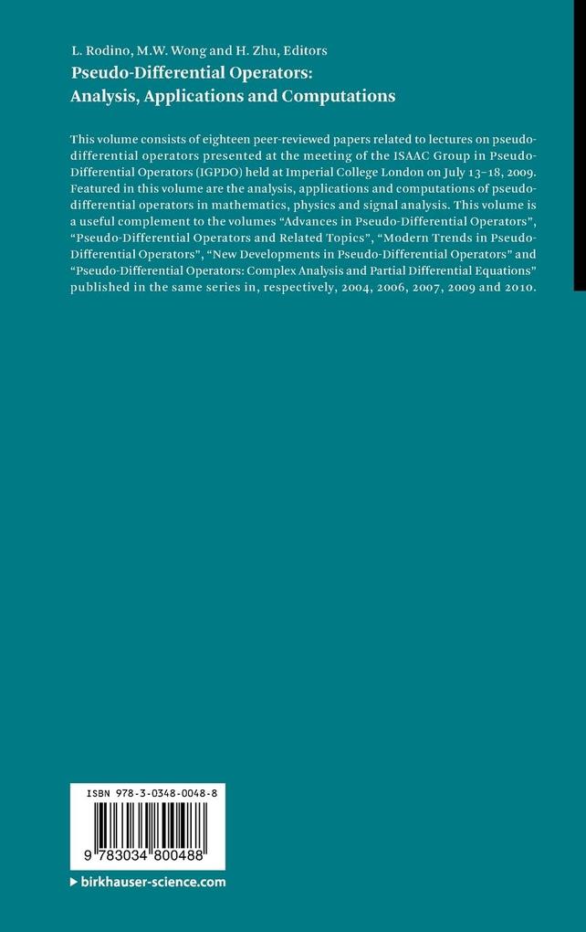 Weitere Ansicht: Pseudo-Differential Operators: Analysis, Applications and Computations