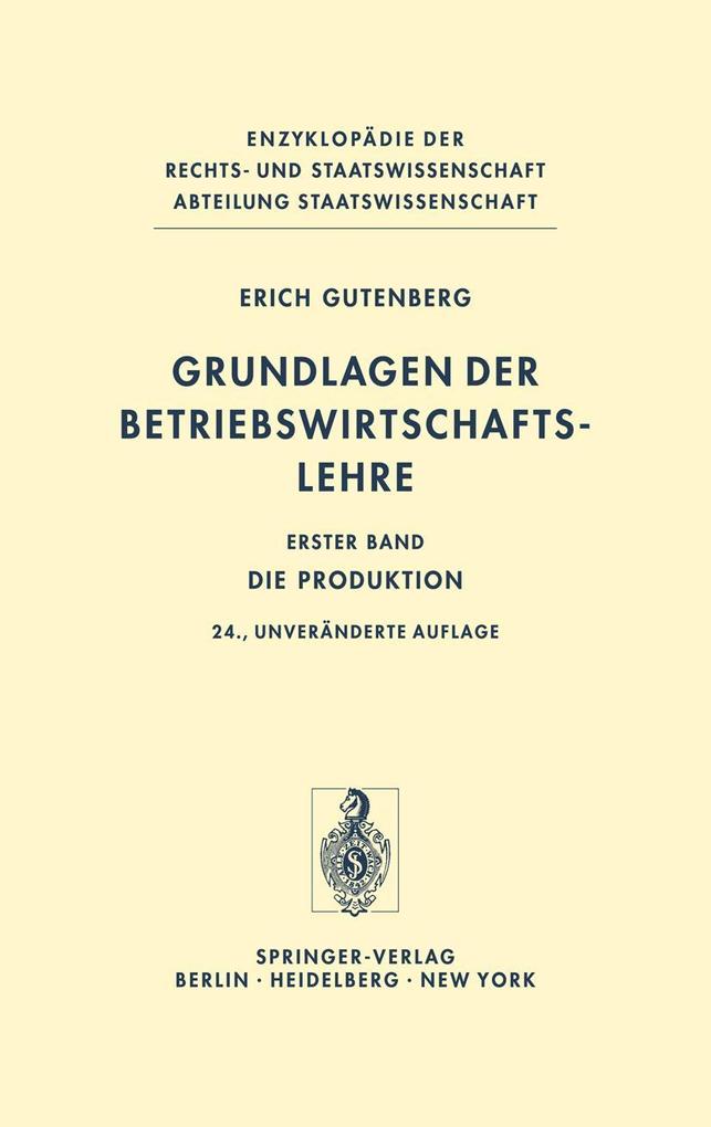 Produktbild: Grundlagen der Betriebswirtschaftslehre | Erich Gutenberg