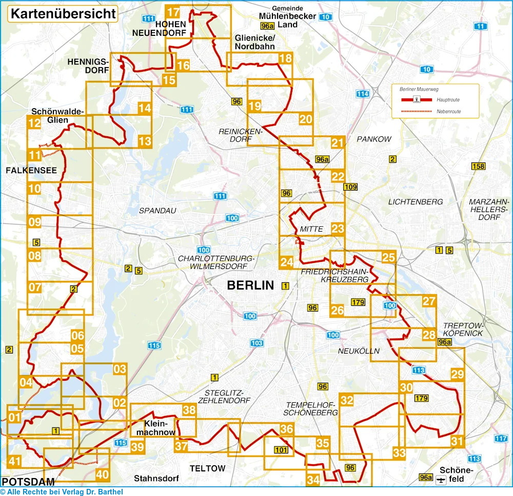 Weitere Ansicht: Berliner Mauerweg 1 : 20 000. Radwander- und Wanderkarte