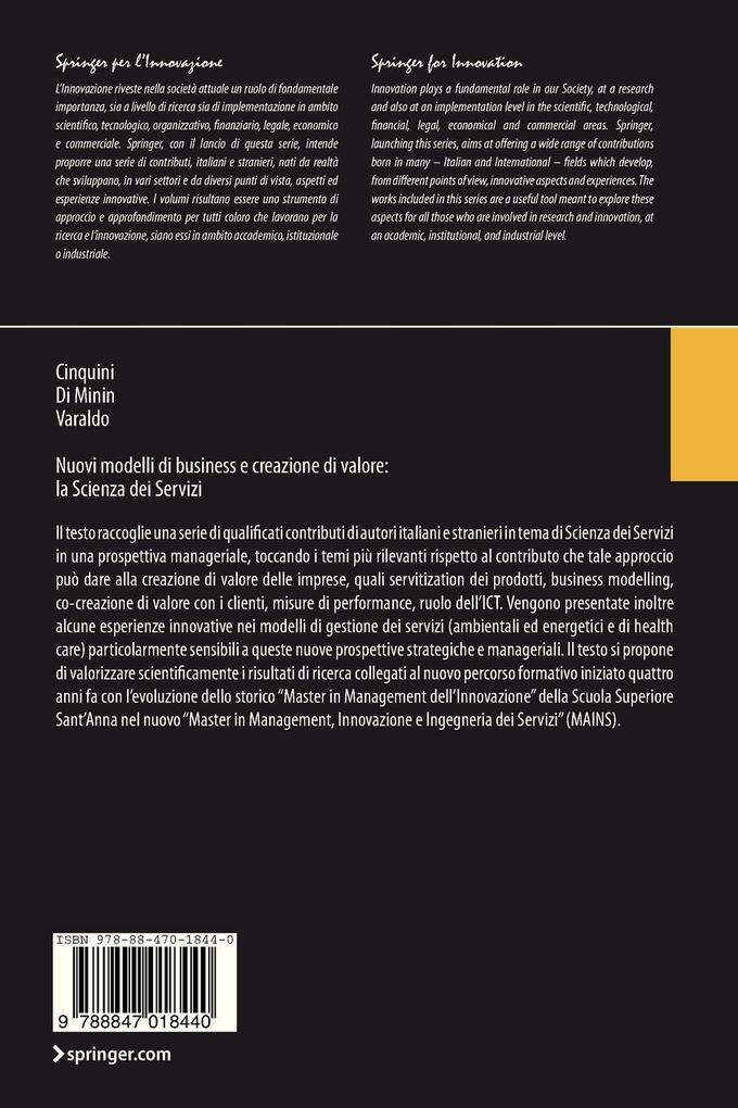Weitere Ansicht: Nuovi modelli di business e creazione di valore: la Scienza dei Servizi | Lino Cinquini, Alberto Di Minin, Riccardo Varaldo