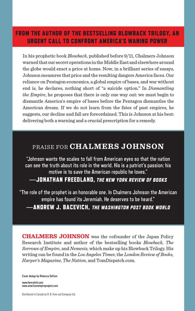 Weitere Ansicht: Dismantling the Empire | Chalmers Johnson