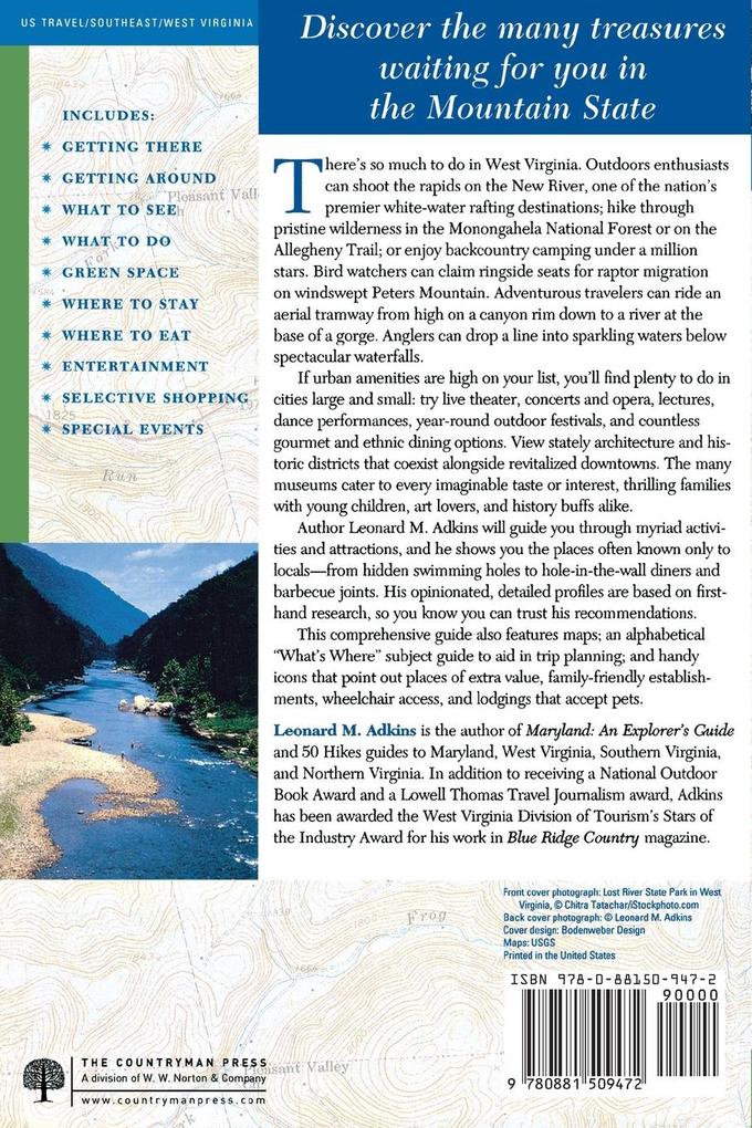Weitere Ansicht: Explorer's Guide West Virginia | Leonard M. Adkins