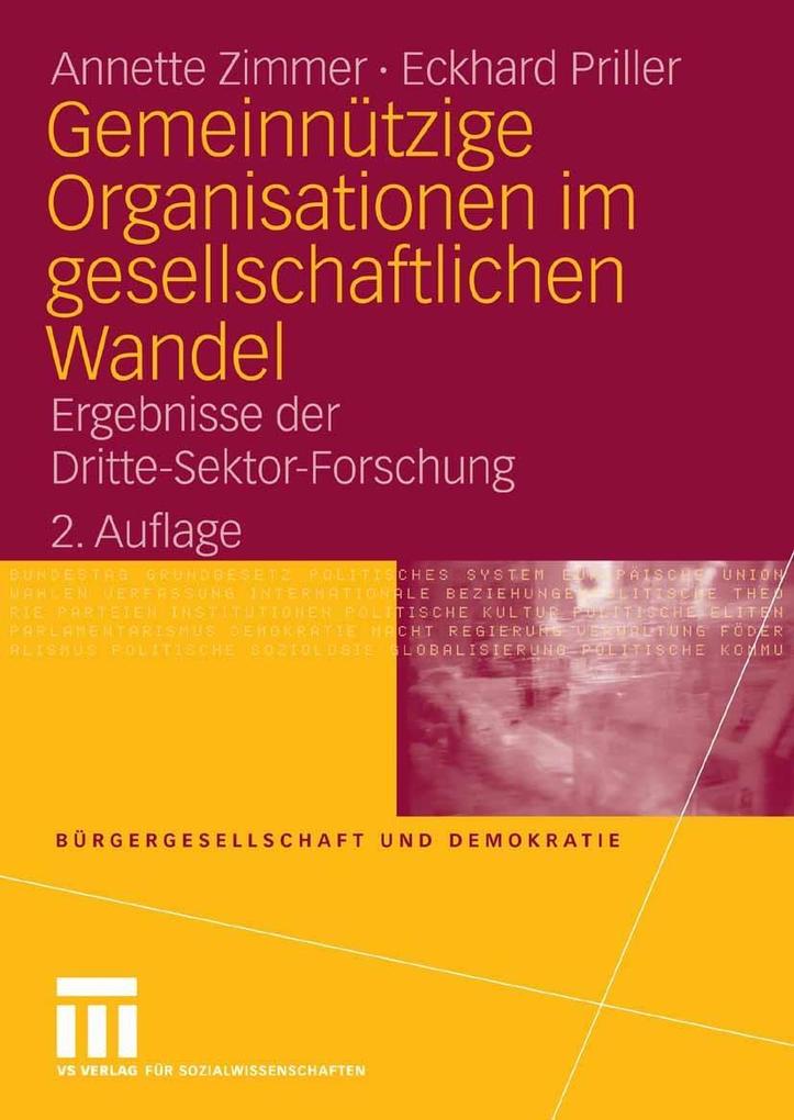 Produktbild: Gemeinnützige Organisationen imgesellschaftlichen Wandel | Eckhard Priller, Annette Zimmer