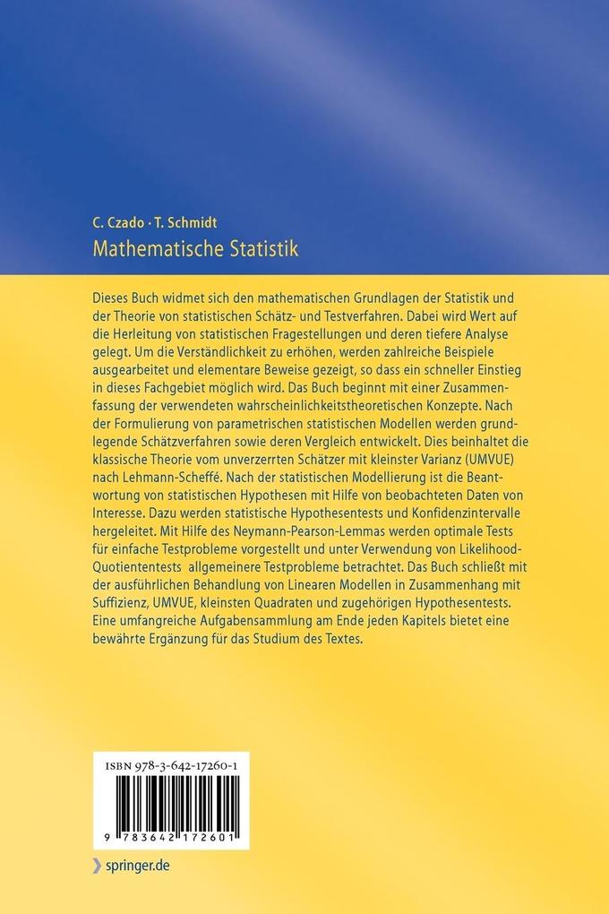 Weitere Ansicht: Mathematische Statistik | Claudia Czado, Thorsten Schmidt