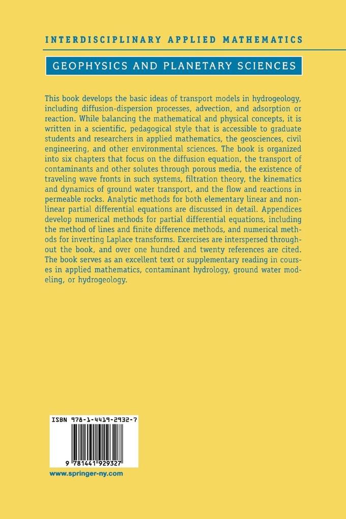 Weitere Ansicht: Transport Modeling in Hydrogeochemical Systems | J.David Logan
