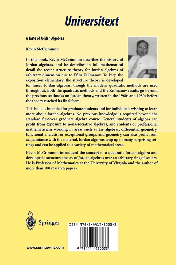 Weitere Ansicht: A Taste of Jordan Algebras | Kevin McCrimmon