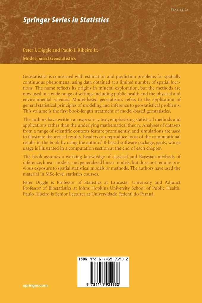 Weitere Ansicht: Model-based Geostatistics | Peter Diggle, Paulo Justiniano Ribeiro