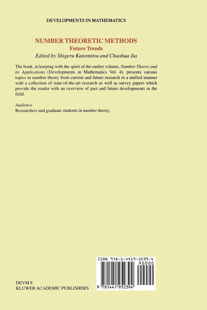 Weitere Ansicht: Number Theoretic Methods