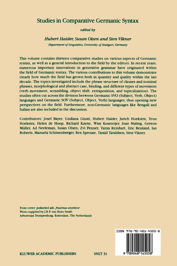 Weitere Ansicht: Studies in Comparative Germanic Syntax