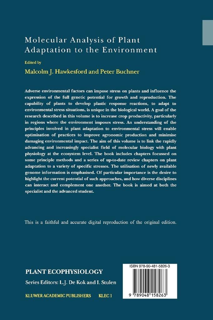 Weitere Ansicht: Molecular Analysis of Plant Adaptation to the Environment