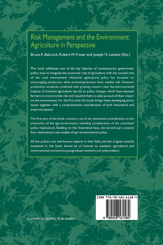 Weitere Ansicht: Risk Management and the Environment: Agriculture in Perspective