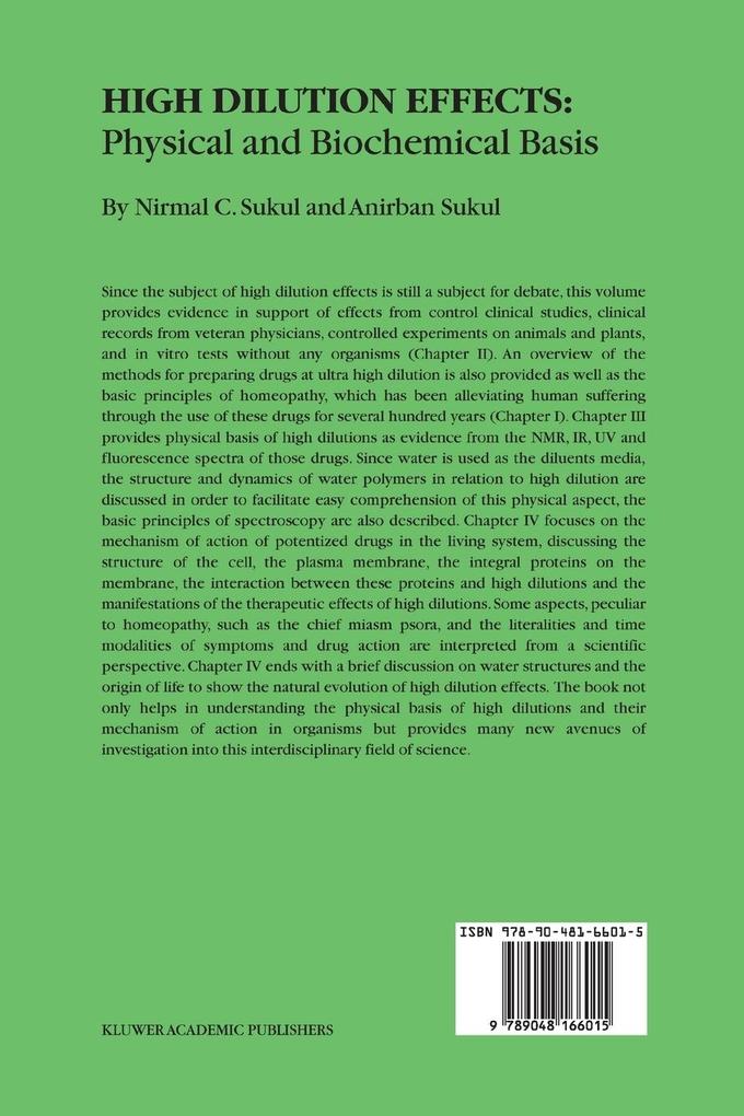 Weitere Ansicht: High Dilution Effects: Physical and Biochemical Basis | Anirban Sukul, Nirmal C. Sukul
