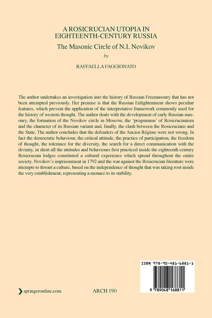 Weitere Ansicht: A Rosicrucian Utopia in Eighteenth-Century Russia | Raffaella Faggionato