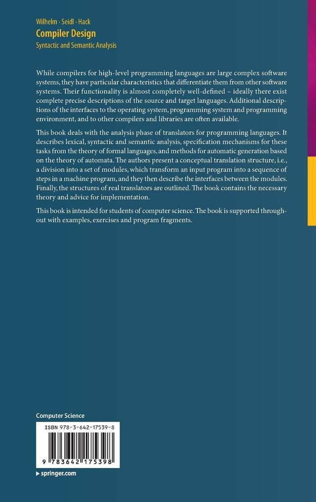 Weitere Ansicht: Compiler Design | Reinhard Wilhelm, Helmut Seidl, Sebastian Hack