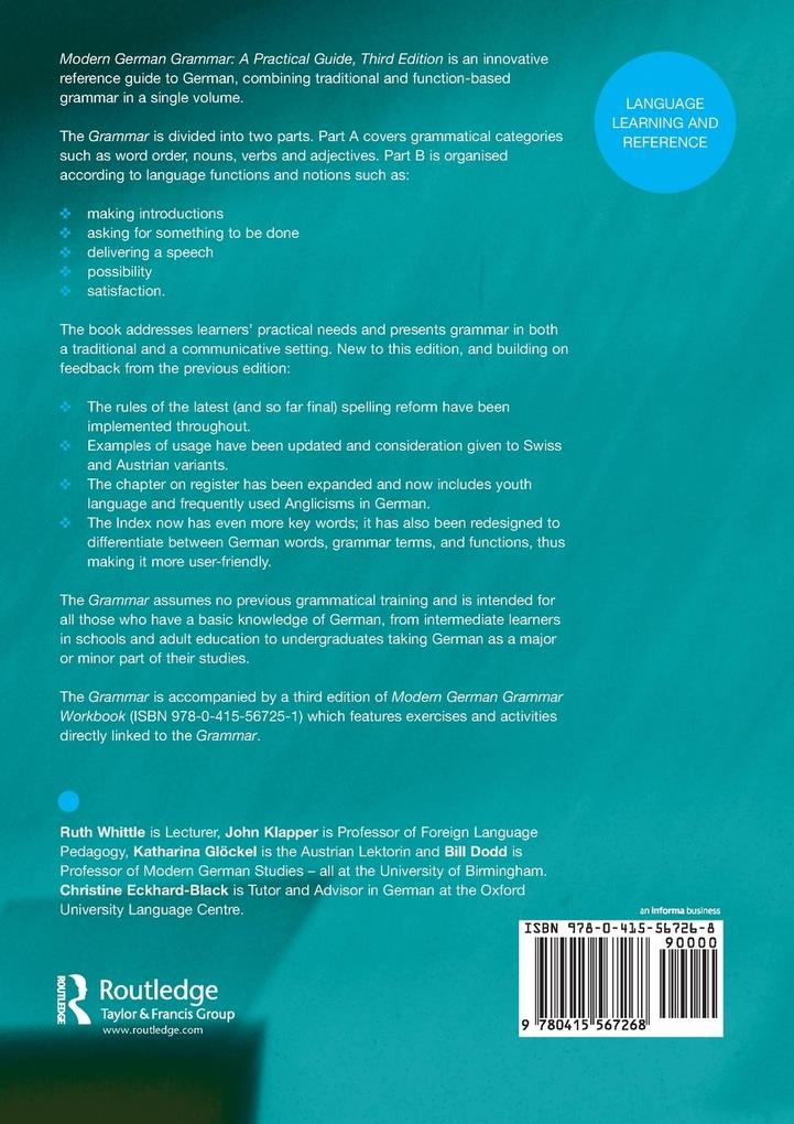 Weitere Ansicht: Modern German Grammar | Ruth Whittle, John Klapper, Katharina Glöckel