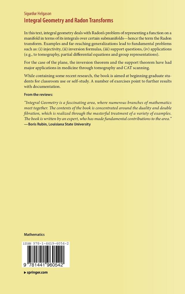 Weitere Ansicht: Integral Geometry and Radon Transforms | Sigurdur Helgason