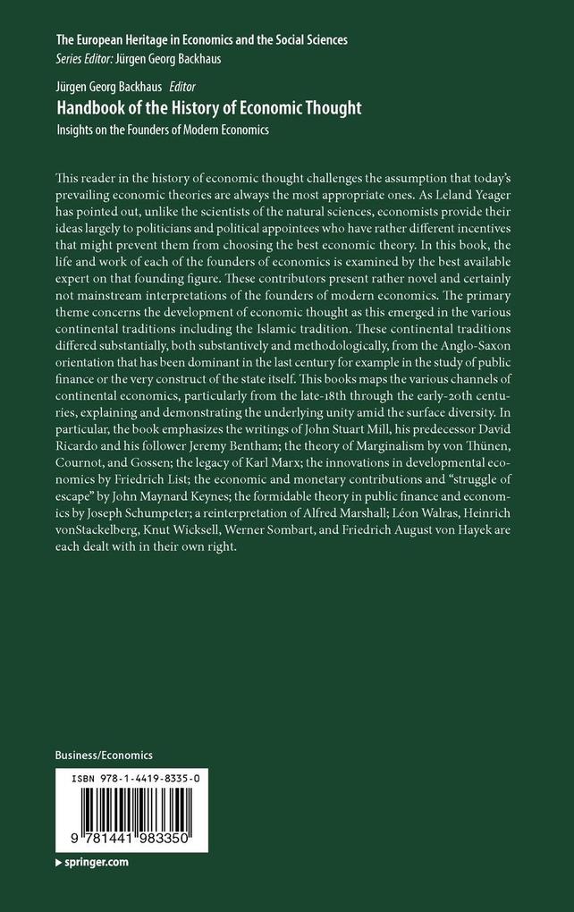 Weitere Ansicht: Handbook of the History of Economic Thought