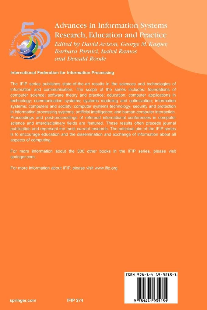 Weitere Ansicht: Advances in Information Systems Research, Education and Practice