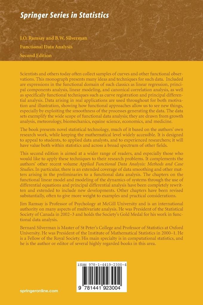 Weitere Ansicht: Functional Data Analysis | James Ramsay, B. W. Silverman