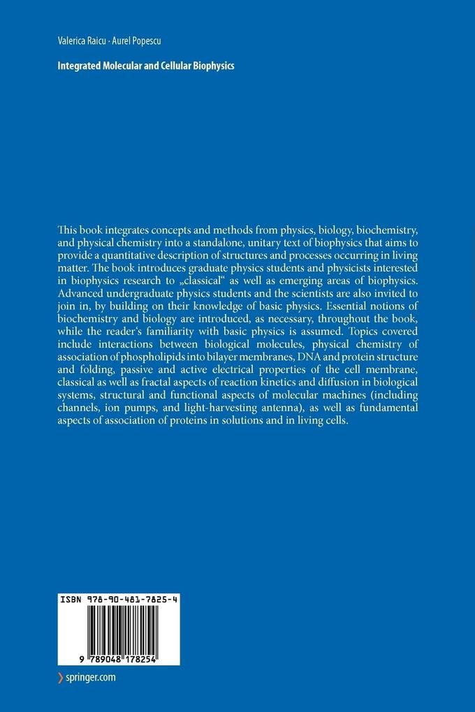 Weitere Ansicht: Integrated Molecular and Cellular Biophysics | Aurel Popescu, Valerica Raicu