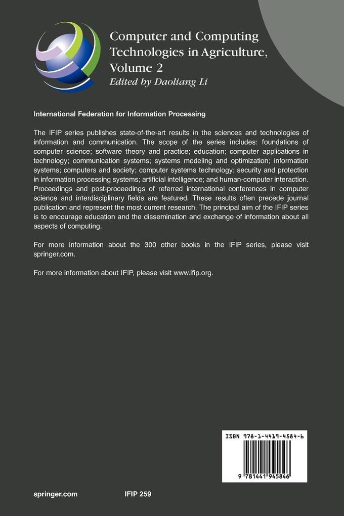 Weitere Ansicht: Computer and Computing Technologies in Agriculture, Volume II