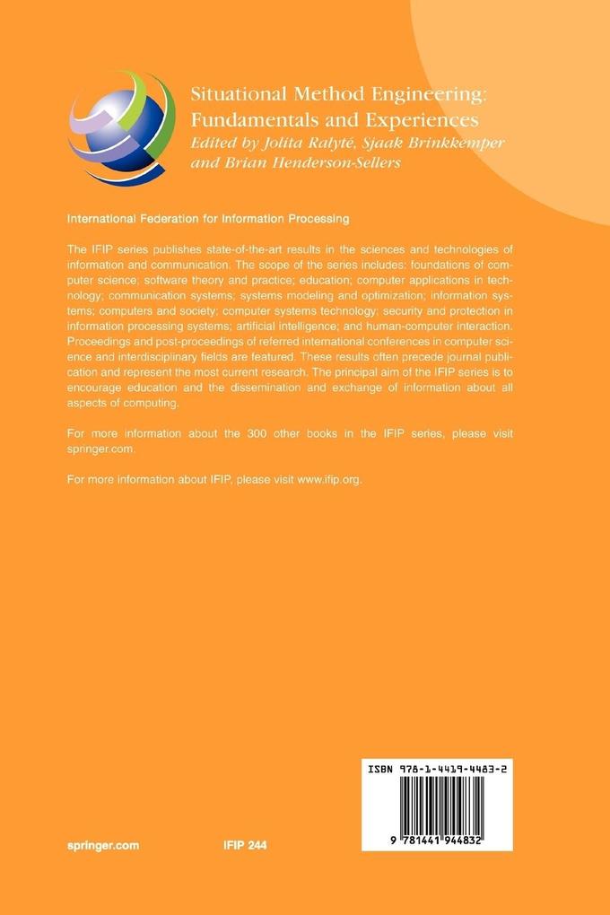 Weitere Ansicht: Situational Method Engineering: Fundamentals and Experiences