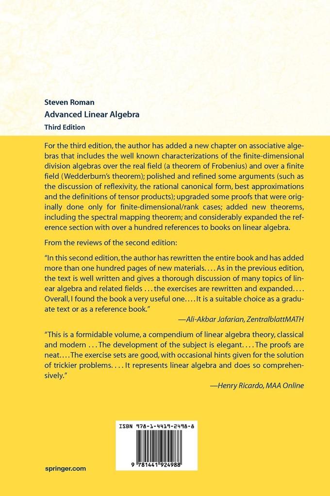 Weitere Ansicht: Advanced Linear Algebra | Steven Roman