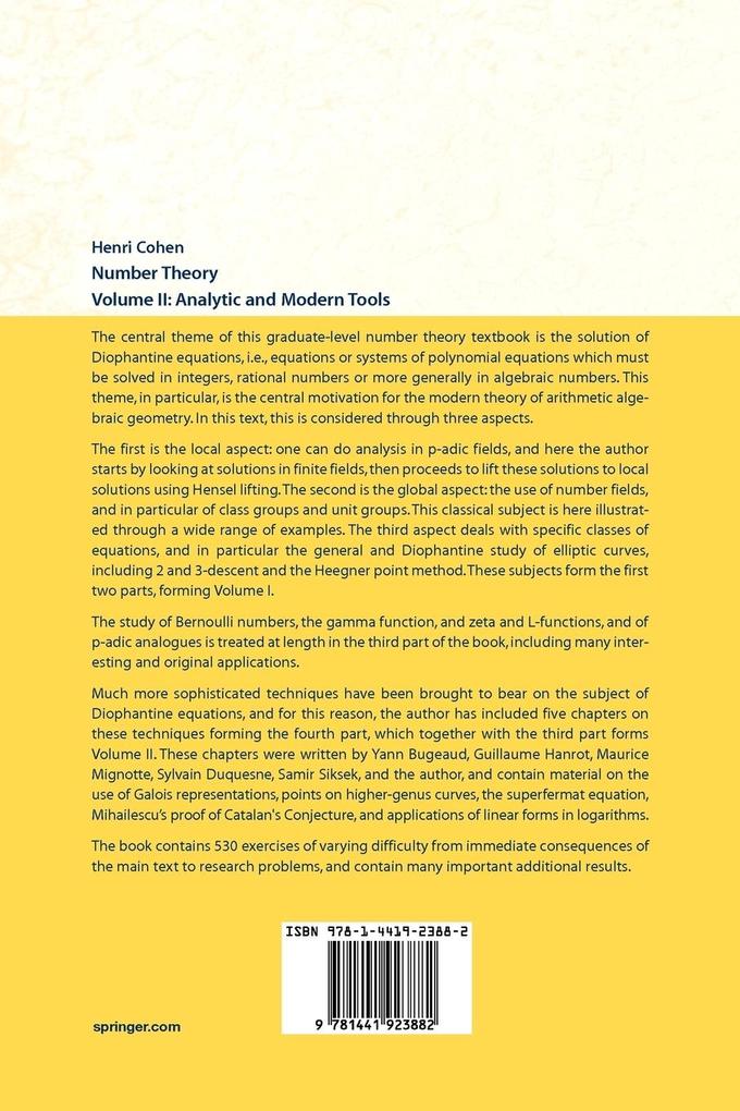 Weitere Ansicht: Number Theory | Henri Cohen