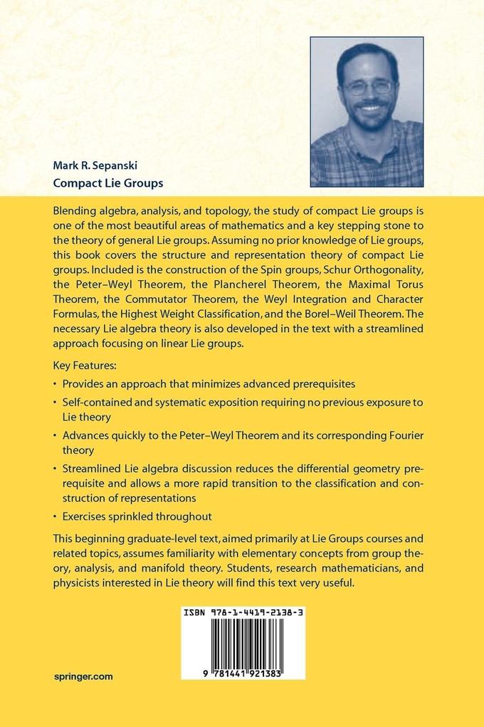 Weitere Ansicht: Compact Lie Groups | Mark R. Sepanski