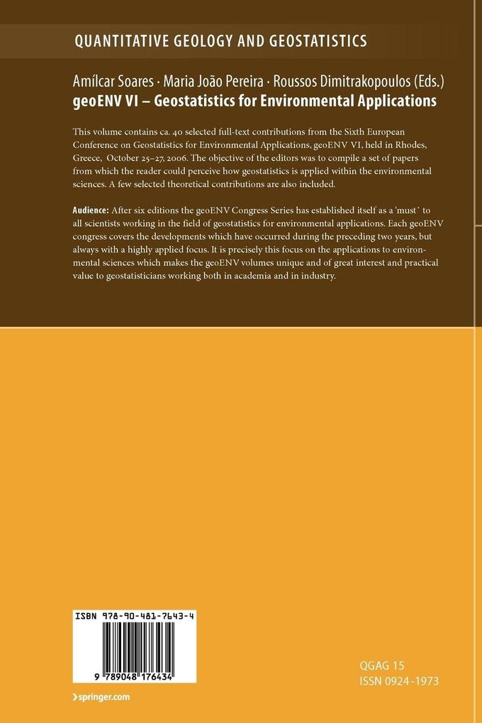 Weitere Ansicht: geoENV VI - Geostatistics for Environmental Applications