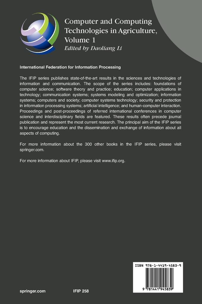 Weitere Ansicht: Computer and Computing Technologies in Agriculture, Volume I