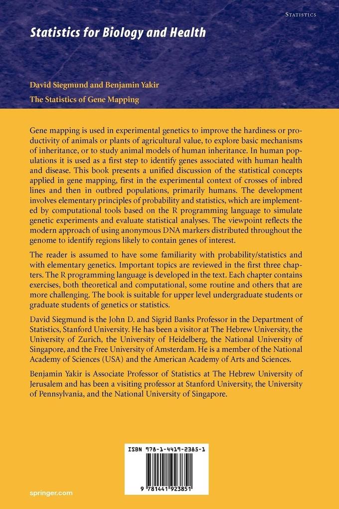 Weitere Ansicht: The Statistics of Gene Mapping | David Siegmund, Benjamin Yakir